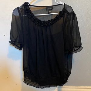 Women’s black sheer blouse with included camisole